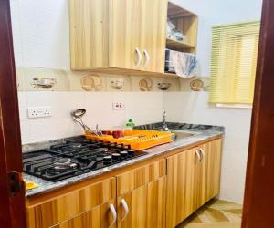 Kuchyň nebo kuchyňský kout v ubytování AB Apartments