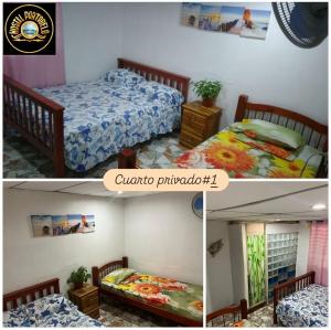 Una cama o camas en una habitación de Hostal Portobelo