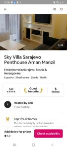 萨拉热窝Sky Villa Penthouse Sarajevo Aman Manzil的相册照片