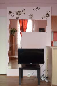 クルジュ・ナポカにあるCosy Studioのリビングルーム(薄型テレビ、テーブル付)
