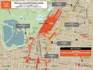 a map of the city of chicago with attractions at APA Hotel Asakusa Shin Okachimachi Ekimae in Tokyo