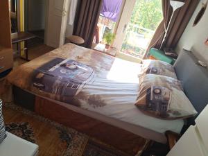 阿姆斯特丹Homey Budget Bedroom的窗户客房内的小床