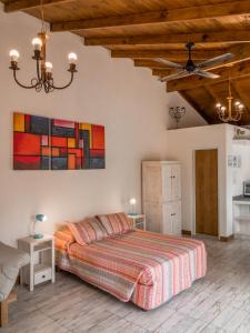 a bedroom with a bed and a ceiling at Casa de Colores in Torres +42 photos