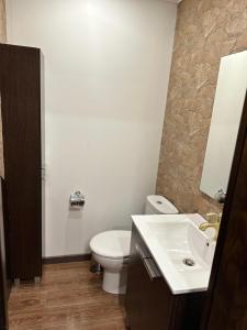 a bathroom with a white toilet and a sink at Casa de encanto in Villanueva de Arosa +9 photos