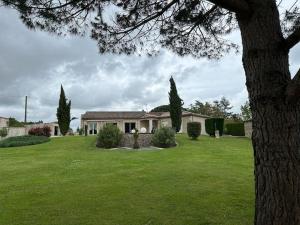 a house with a green yard with a tree at Dépendance de 45m2 à louer in Saint-Vite