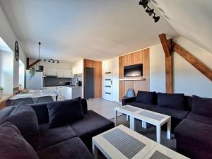 salon z kanapą i stołem w obiekcie Apartamenty Promyk Wisełka w Wisełce