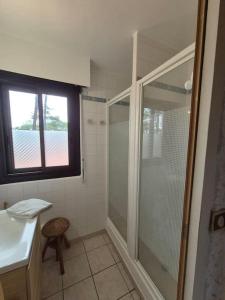 a bathroom with a shower and a sink at Seignosse Appart T2 - 500m Océan in Hossegor +19 photos