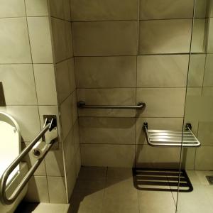 a bathroom with a shower with a glass door at Crowne Plaza Nairobi Airport by IHG in Nairobi
