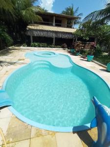 a pool with a dolphin in the middle of it at Casa Cauipe Cumbuco in Paracumbuca