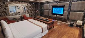 TV a/nebo společenská místnost v ubytování Mucha Motel