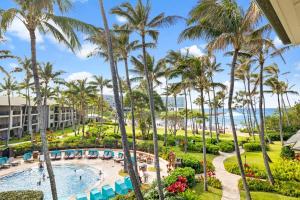 an aerial view of the pool and beach at the resort at 3-Bed Villa 313 at Turtle Bay in Kahuku