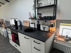 Kuchyň nebo kuchyňský kout v ubytování GLEIS 13 - THE LOFT im ehemaligen Lokschuppen