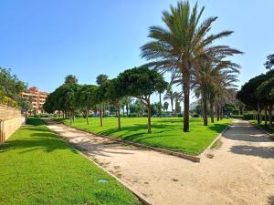 a park with palm trees and a dirt road at Expoholidays - Estudio a pie de playa in Almerimar +23 photos