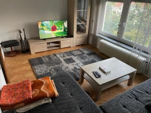a living room with a couch and a tv at Janko's house in Maribor