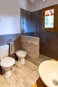 a bathroom with a toilet and a sink at CasaSur- 37Robles in Villa La Angostura +24 photos