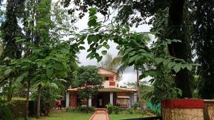 GhātgharWeekend Villa at Nature's Lap (Malshej Ghat)的院子中间有树的房子