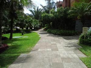 een wandelpad in een park met palmbomen bij Hermoso Duplex Hotel BUGANVILLAS in Santa Cruz de la Sierra
