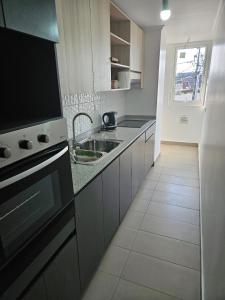 a kitchen with a sink and a stove at Exclusivo departamento San Pedro de La Paz in San Pedro de la Paz