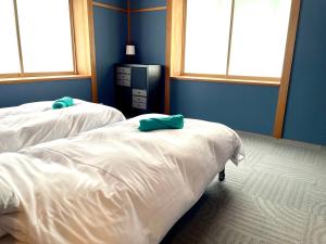 Postel nebo postele na pokoji v ubytování Ember Lodge - Hakuba
