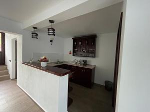 a kitchen with a sink and a counter top at Popas Turistic Gyl in Arieşeni