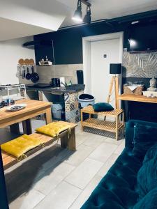 Kuchyň nebo kuchyňský kout v ubytování Rooms & Apartment ZALA Airport shuttle option