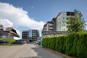 a street with cars parked next to a building at Fewo Berggipfel am Feldberg in Feldberg