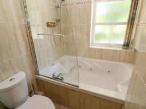 Un baño con bañera, inodoro y ducha. en The Crows Nest, en Falmouth 25 fotos más