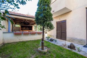 a tree in a yard in front of a house at Apartment near Opatija in Kastav