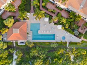 an overhead view of a house with a swimming pool at Exclusive VIP Beachfront Monthly Tranquil Oasis in Marco Island