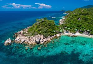 an aerial view of an island in the ocean at Tao Thong Villa 1 in Koh Tao
