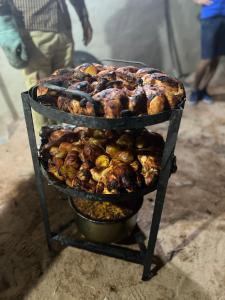 a stand with a bunch of food on it at RADISSON lUXURY RUM CAMP in Wadi Rum