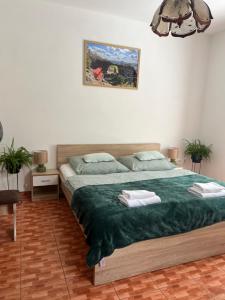 Postel nebo postele na pokoji v ubytování Hřensko 27 Apartmány