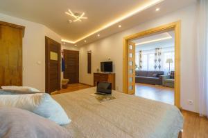 Televízia a/alebo spoločenská miestnosť v ubytovaní Villa Odskocznia Apartamenty - Sauna, Centrum - Skocznia, Zakopane