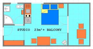 Půdorys ubytování Studio Apartment Okrug Gornji near Sea