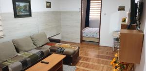 a living room with a couch and a table at city center apartment 1 in Niš