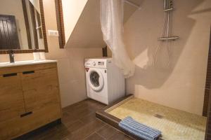 a small bathroom with a washing machine in it at Apartamento El Mirador del Parque in Setenil