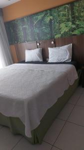 Ένα ή περισσότερα κρεβάτια σε δωμάτιο στο Flat com varanda, quarto de Morador Hotel 1112