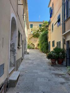 Une allée dans une ruelle entre deux bâtiments dans l'établissement Casa Cotone 9, à Marciana Marina