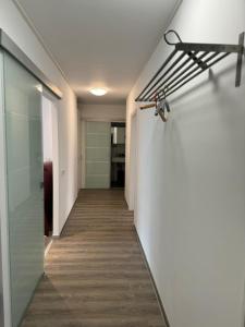 a hallway of an office building with a long corridor at Ferienwohnung Bingen in Bingen am Rhein