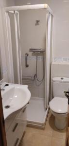 a bathroom with a shower and a sink and a toilet at Casa céntrica en Girona in Girona +28 photos