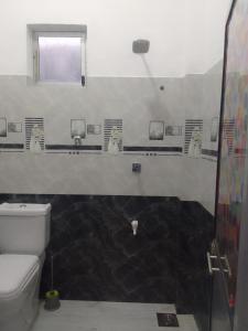 a bathroom with a toilet and a sink and a window at Nikita Homestay in Kosgoda +35 photos