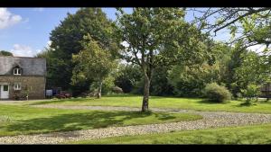 a tree in a field next to a house at The Stable in Sourdeval