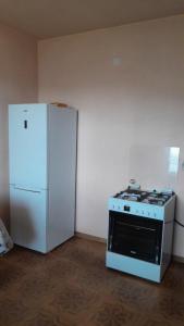 a kitchen with a stove and a white refrigerator at Armen bed and breakfast in Halidzor +34 photos