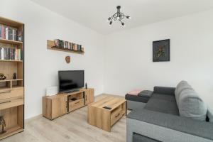 Televízia a/alebo spoločenská miestnosť v ubytovaní Przestronny Apartament Blisko Jeziora w Poznaniu 2 Miejsca Postojowe by Noclegi Renters