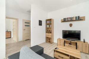 Televízia a/alebo spoločenská miestnosť v ubytovaní Przestronny Apartament Blisko Jeziora w Poznaniu 2 Miejsca Postojowe by Noclegi Renters