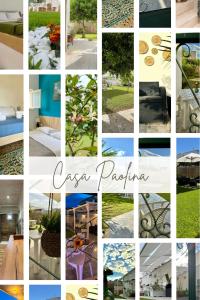 a collage of photos ofocosa pavilion at Casa Paolina in Uggiano la Chiesa