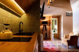 Kuchyňa alebo kuchynka v ubytovaní Apartament nad Potokiem Sauna, Jacuzzi, SPA + 37 fotografií