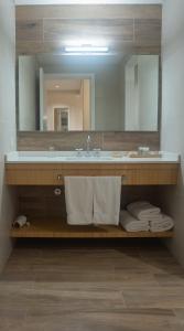 a bathroom with a sink and a mirror at Iguazu Jungle Lodge in Puerto Iguazú