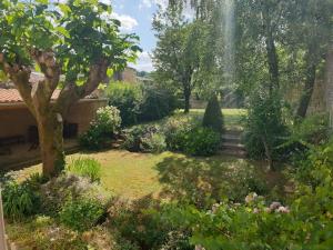 圣迈克桑莱科勒Hidden Treasure的院子里有树木和鲜花的花园