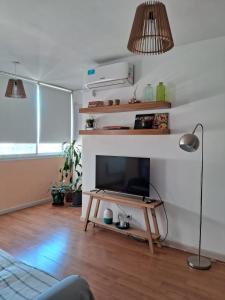 a living room with a television and a fireplace at Recoleta - Fantástico departamento in Buenos Aires
